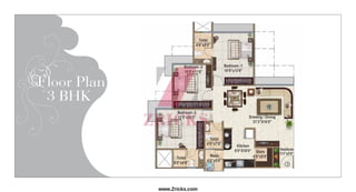 loor Plan
3 BHK
www.Zricks.com
 