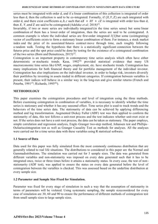 SUITABILITY OF COINTEGRATION TESTS ON DATA STRUCTURE OF DIFFERENT ...