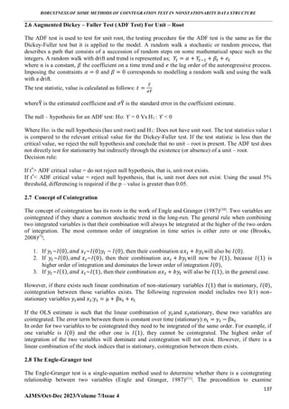 SUITABILITY OF COINTEGRATION TESTS ON DATA STRUCTURE OF DIFFERENT ...