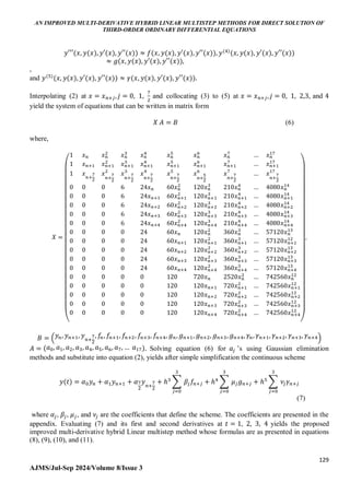 AN IMPROVED MULTI-DERIVATIVE HYBRID LINEAR MULTISTEP METHODS FOR DIRECT ...