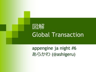 図解
Global Transaction

appengine ja night #6
あらかわ (@ashigeru)
 