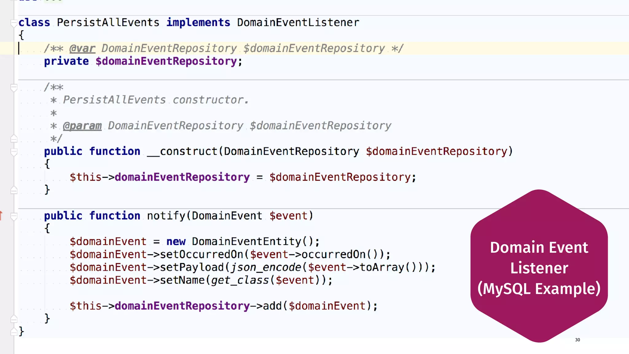 30 Domain Event Listener (MySQL Example) 