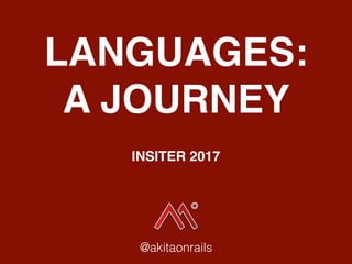 LANGUAGES:
A JOURNEY
INSITER 2017
@akitaonrails
 
