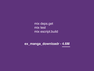 mix deps.get
mix test
mix escript.build
ex_manga_downloadr - 4.6M
 