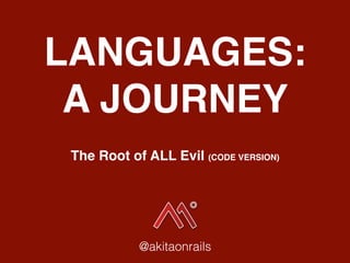 LANGUAGES:
A JOURNEY
The Root of ALL Evil (CODE VERSION)
@akitaonrails
 