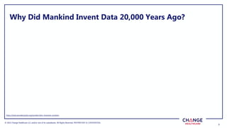 © 2022 Change Healthcare LLC and/or one of its subsidiaries. All Rights Reserved.
© 2022 Change Healthcare LLC and/or one of its subsidiaries. All Rights Reserved. PROPRIETARY & CONFIDENTIAL
3
3
Why Did Mankind Invent Data 20,000 Years Ago?
https://www.wonderopolis.org/wonder/who-invented-numbers
 