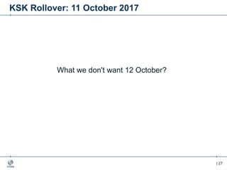 | 27
KSK Rollover: 11 October 2017
What we don't want 12 October?
 