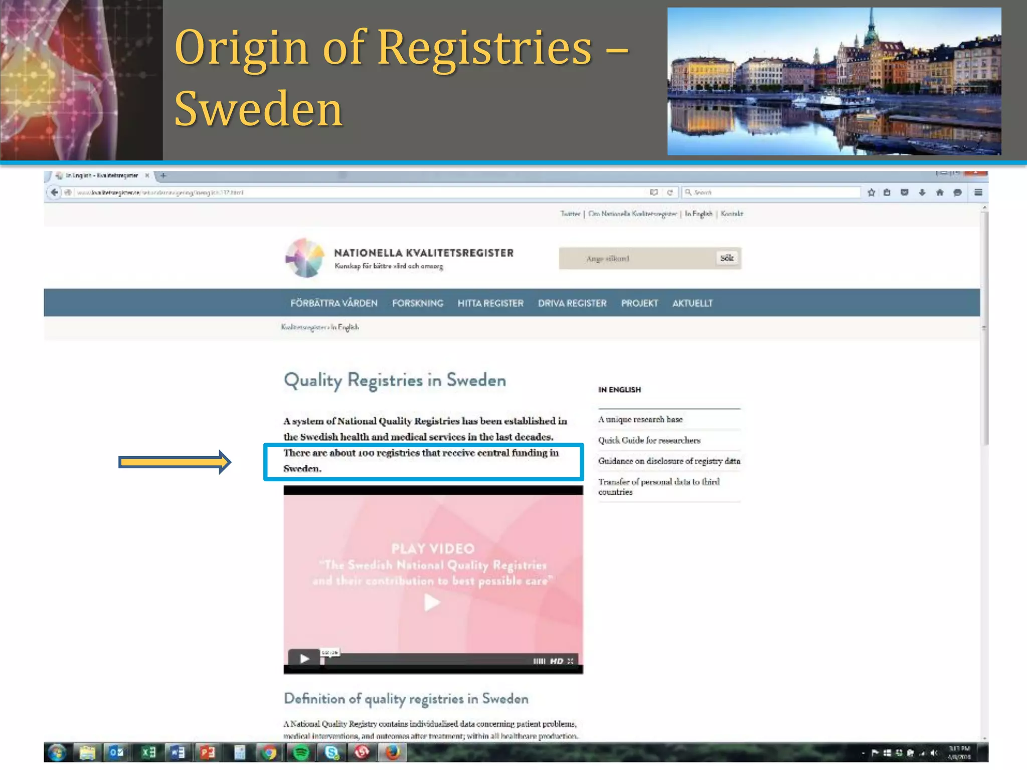 Origin of Registries –
Sweden
 