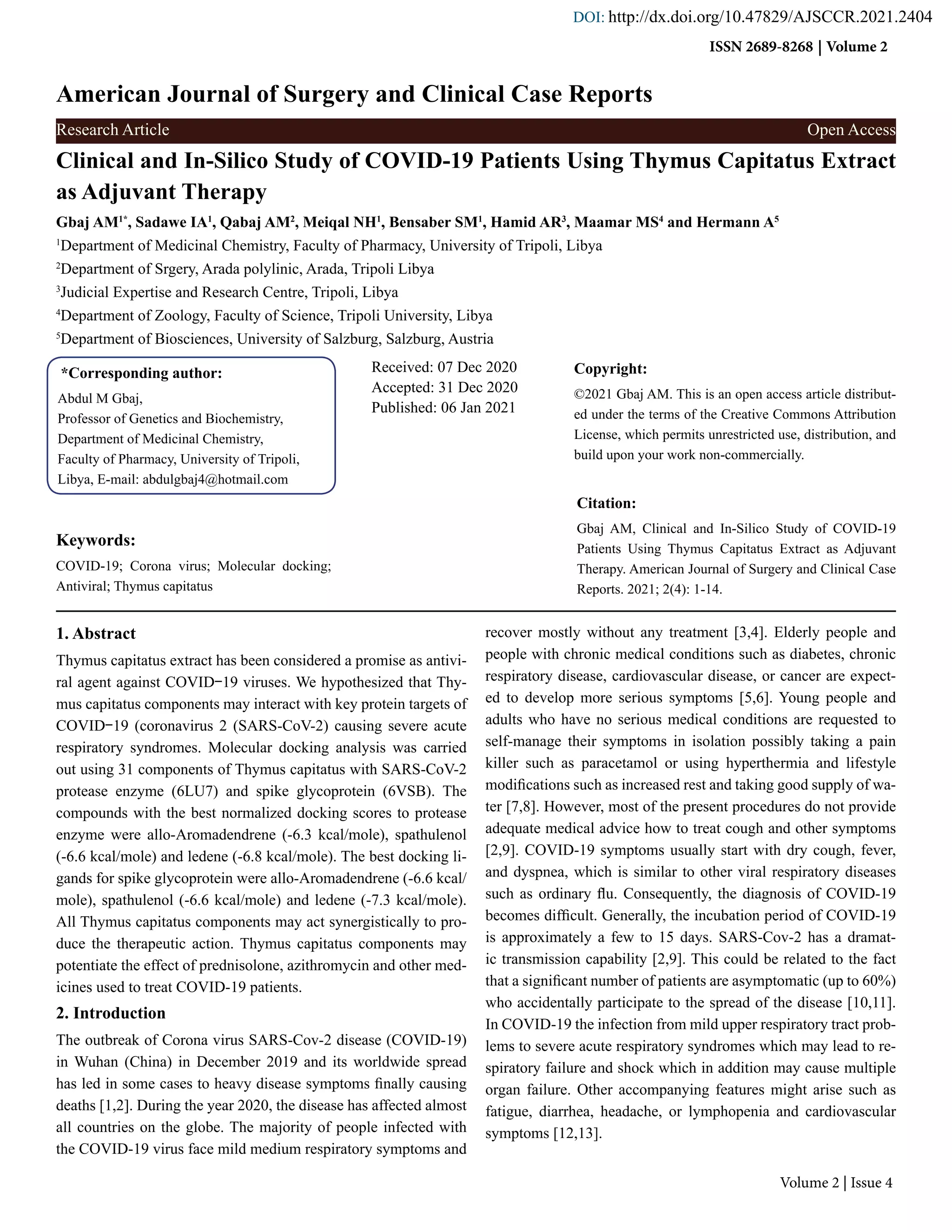 Clinical and InSilico Study of COVID19 Patients Using Thymus
