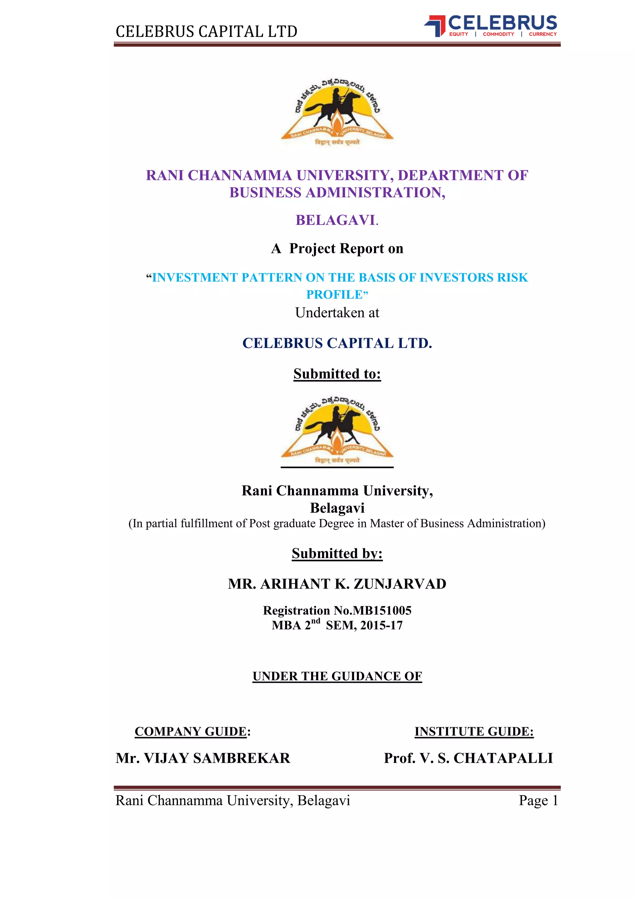 Investment Pattern on the basis of investors risk profile | PDF