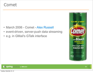 Comet




• March 2006 - Comet - Alex Russell
• event-driven, server-push data streaming
• e.g. in GMail's GTalk interface




                                             34
 