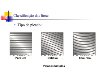 Classificação das limas
 Tipo de picado:
 
