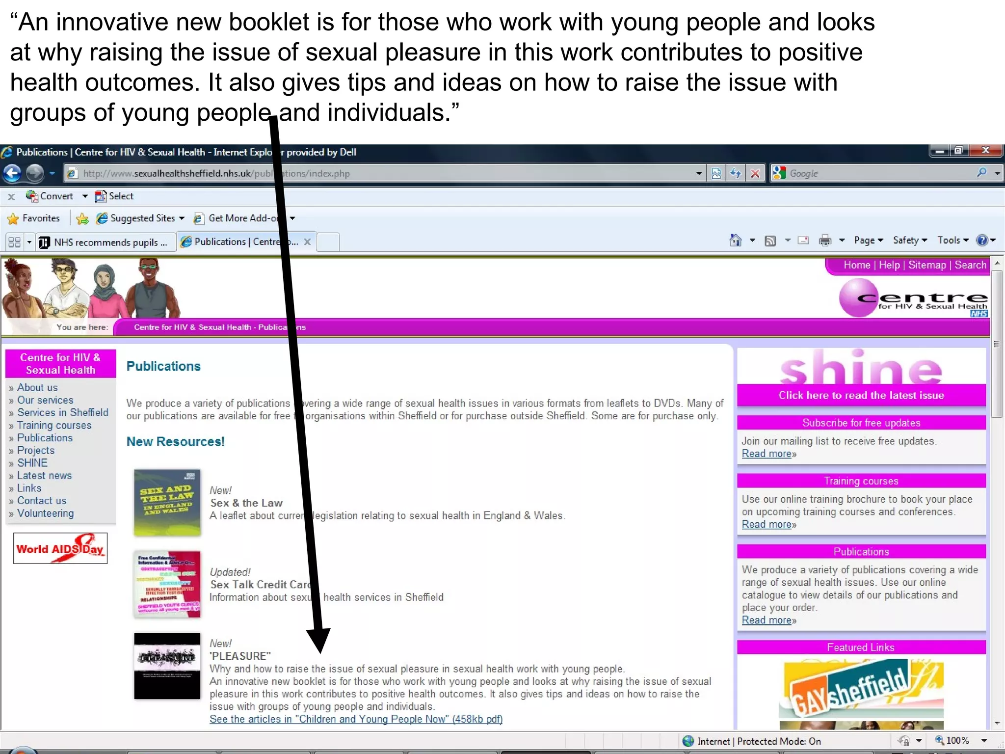 “An innovative new booklet is for those who work with young people and looks at why raising the issue of sexual pleasure in this work contributes to positive health outcomes. It also gives tips and ideas on how to raise the issue with groups of young people and individuals.” 