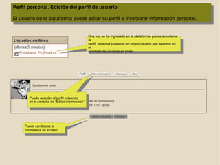 Entorno del curso. Planificación El apartado de  Novedades  ofrece un acceso rápido a los mensajes  más recientes que los formadores del curso han incorporado al tablón de anuncios del curso (dichos mensajes también pueden  ser visualizados accediendo al foro del tablón de novedades, situado en el espacio general del curso) El  calendario  permite visualizar las actividades planificadas en el curso y los plazos de realización  de las mismas. Al poner el puntero del ratón sobre un día, se muestran las tareas que están activas en ese período  