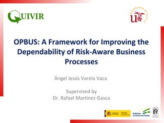 OPBUS: A Framework for Improving the
Dependability of Risk-Aware Business
Processes
Ángel Jesús Varela Vaca
Supervised by
Dr. Rafael Martínez Gasca
 