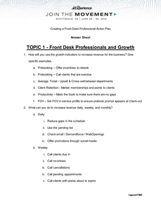 Creating a Front Desk Professional Action Plan - Round Table Summary | DOCX