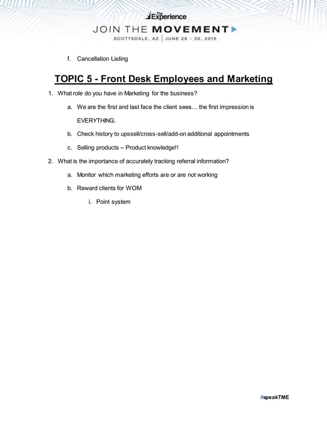 Creating a Front Desk Professional Action Plan Round Table Summary PDF