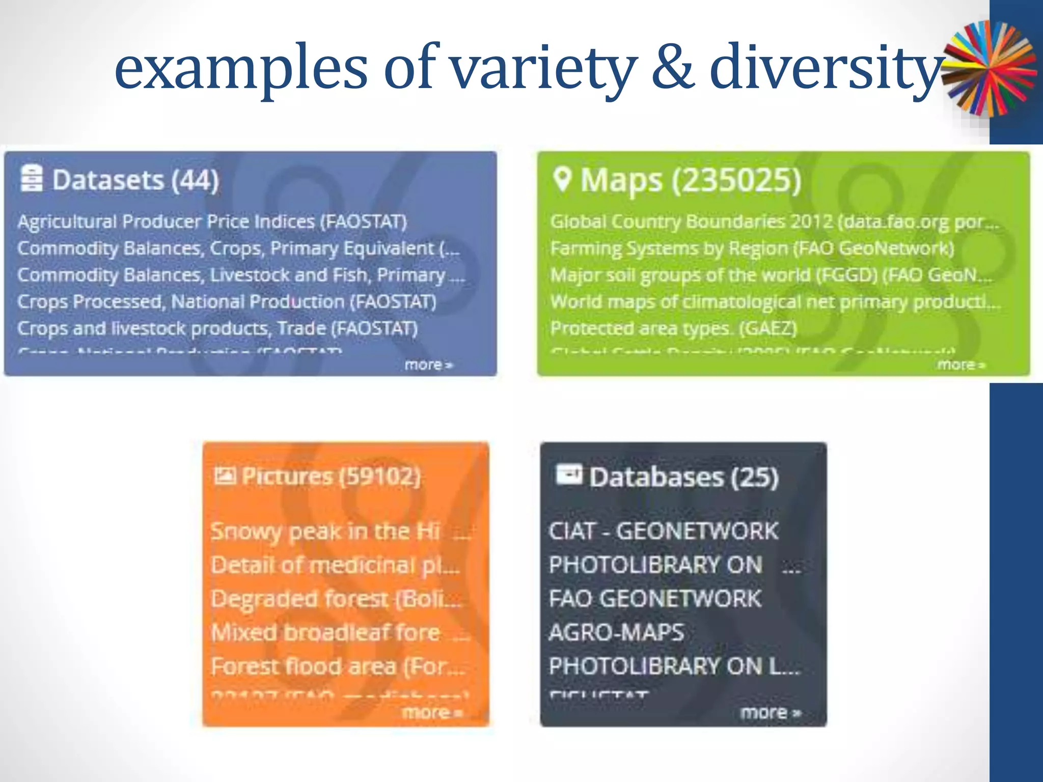 examples of variety & diversity
 