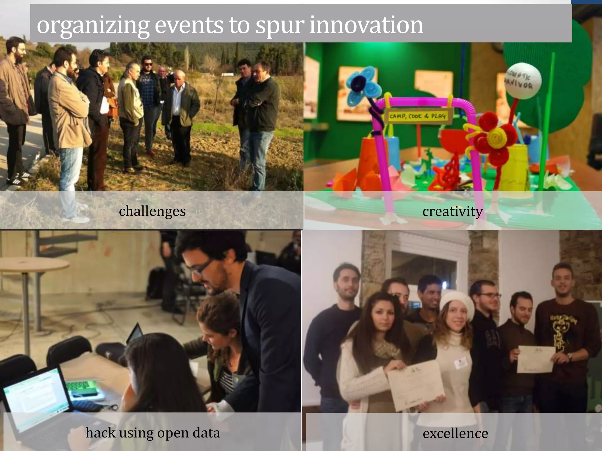 organizingevents to spurinnovation
challenges creativity
excellencehack using open data
 