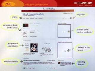 14Jutta Pauschenwein: Lernplattformen der Zukunft? Oktober 2013
Novoed Plattform aus Lernendensicht
 