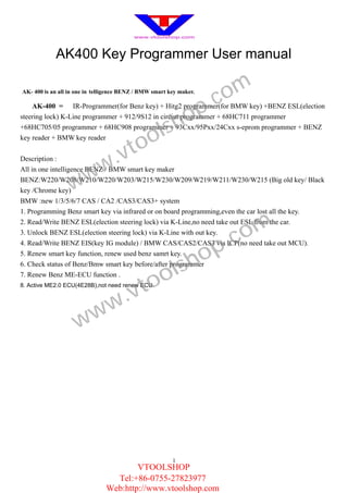Way To Use AK400 Key Programmer | PDF
