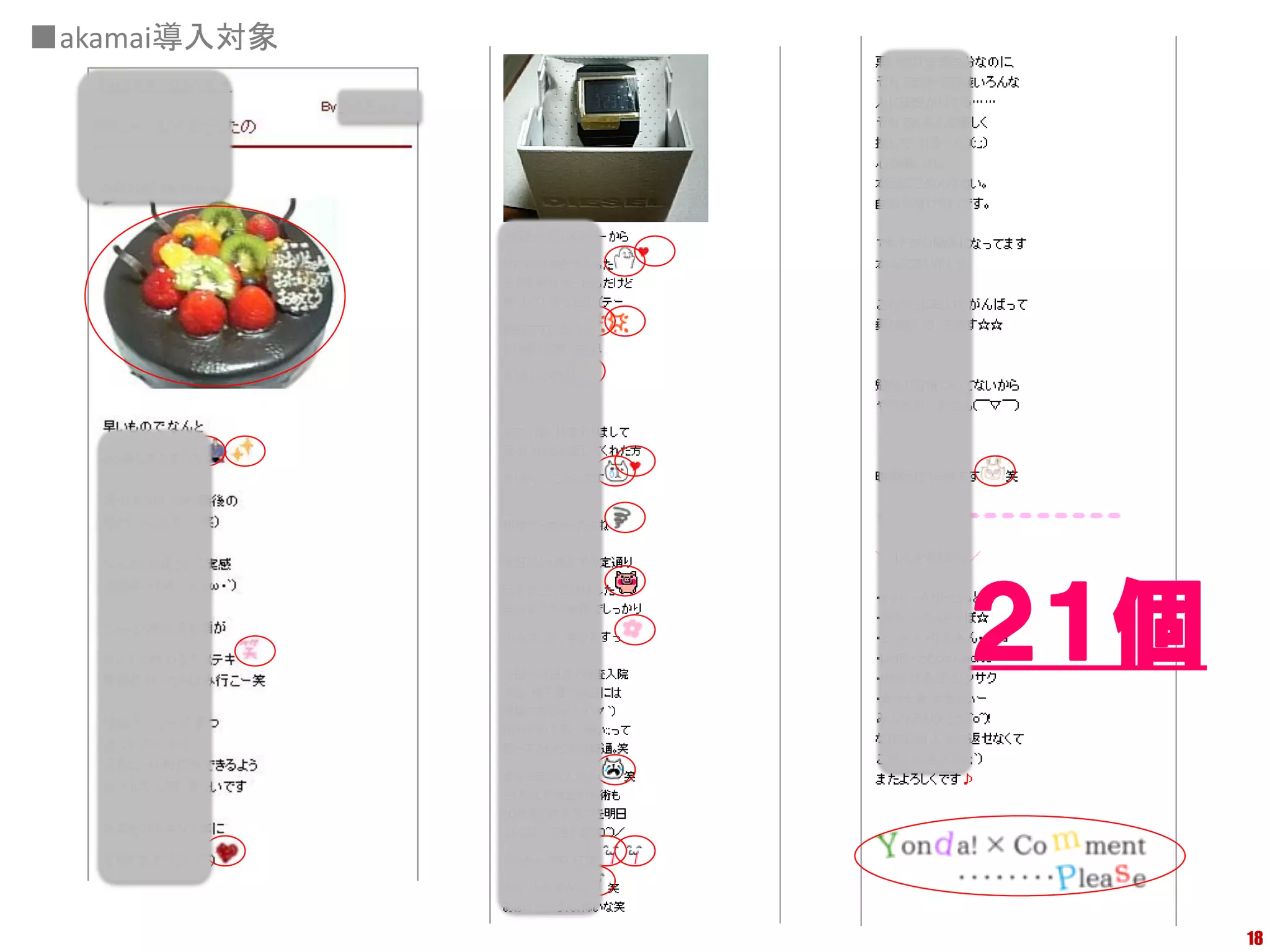 ■akamai導入対象




              ２１個


                    18
 