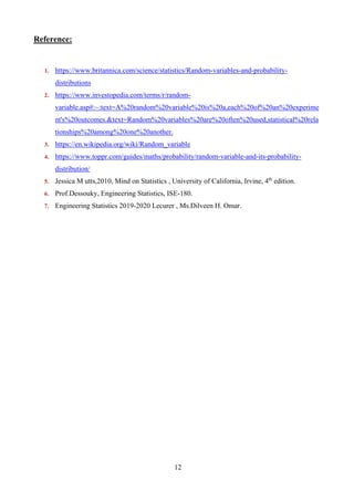 Random variables Report | PDF