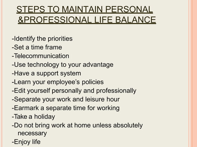 Balance Between Personal And Professional Life | PPTX
