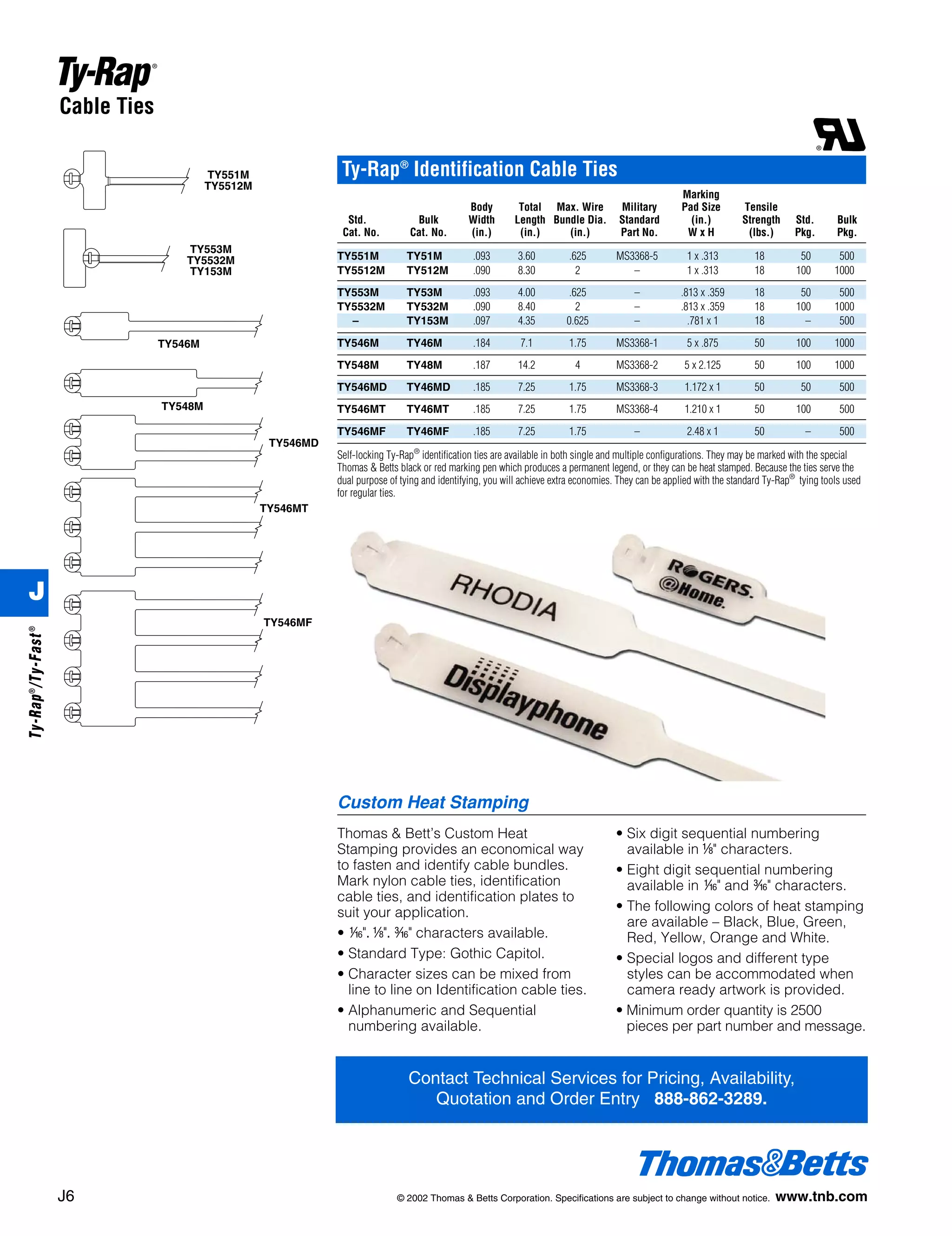 TY523MX THOMAS & BETTS Cable Tie, Ty Rap® Self Lock, Nylon AKBAR