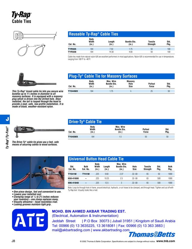 TY523MX THOMAS & BETTS Cable Tie, Ty Rap® Self Lock, Nylon AKBAR
