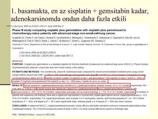 1. basamakta, en az sisplatin + gemsitabin kadar, adenokarsinomda ondan daha fazla etkili 
