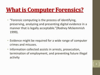 Computer Forensics | PPTX | Crime & Harmful Acts to Individuals ...