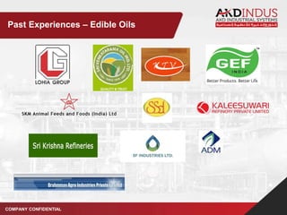 COMPANY CONFIDENTIAL
Past Experiences – Edible Oils
 