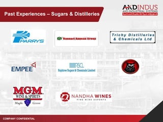 COMPANY CONFIDENTIAL
Past Experiences – Sugars & Distilleries
 
