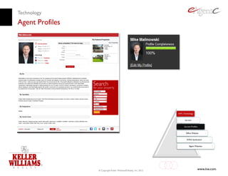 Technology
Agent Profiles




                                                                  KW | Technology


                                                                        kw.com


                                                                       kw.com Profiles


                                                                         Office Website


                                                                          KWLS Syndication


                                                                            Agent Websites




                 © Copyright Keller Williams® Realty, Inc. 2012
                                                                                         www.kw.com
 