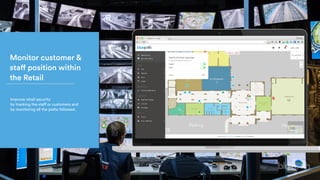 Monitor customer &
staff position within
the Retail
Improve retail security
by tracking the staff or customers and
by monitoring all the paths followed.
 