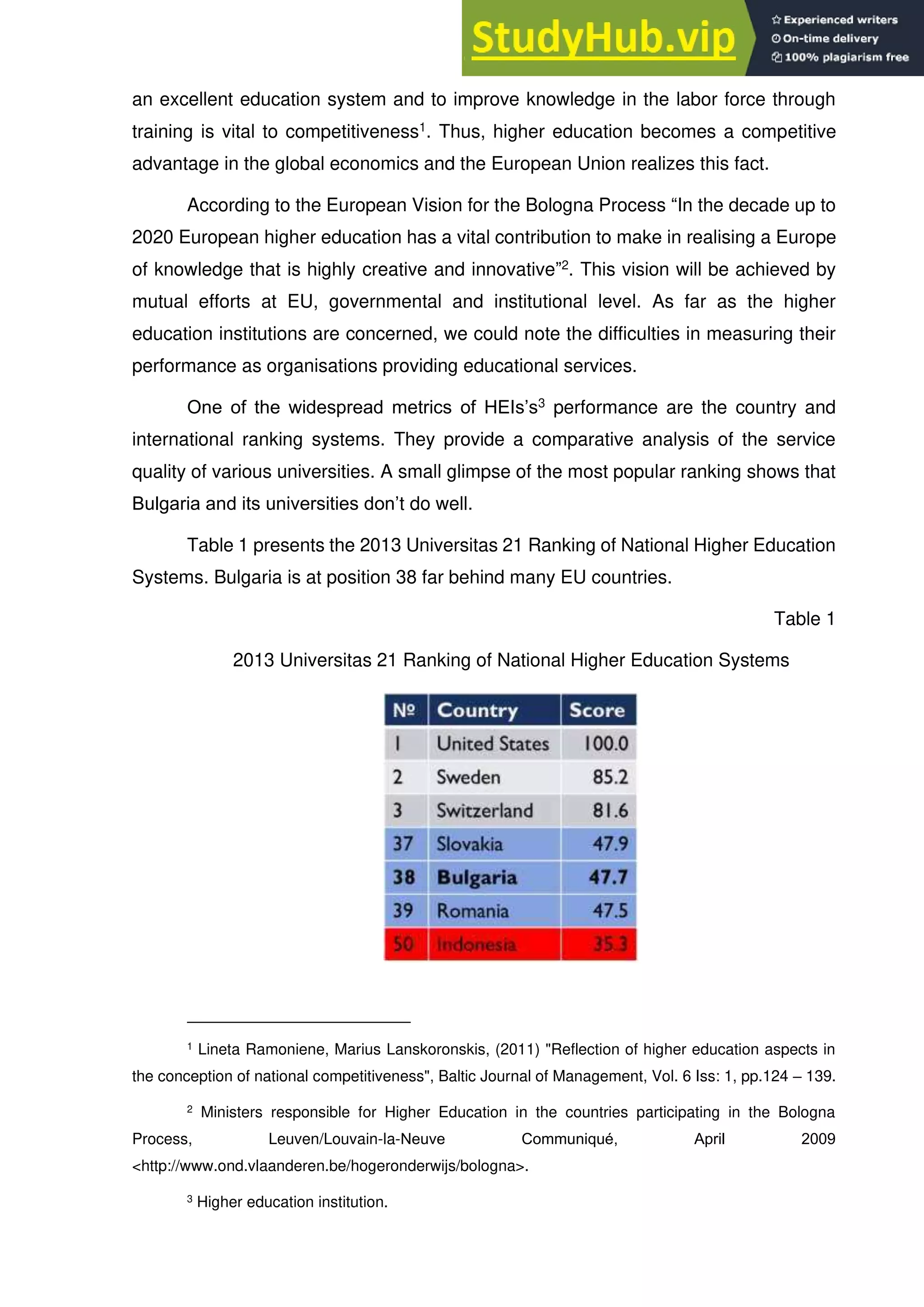 A Key Performance Indicators A Framework For Higher Education ...