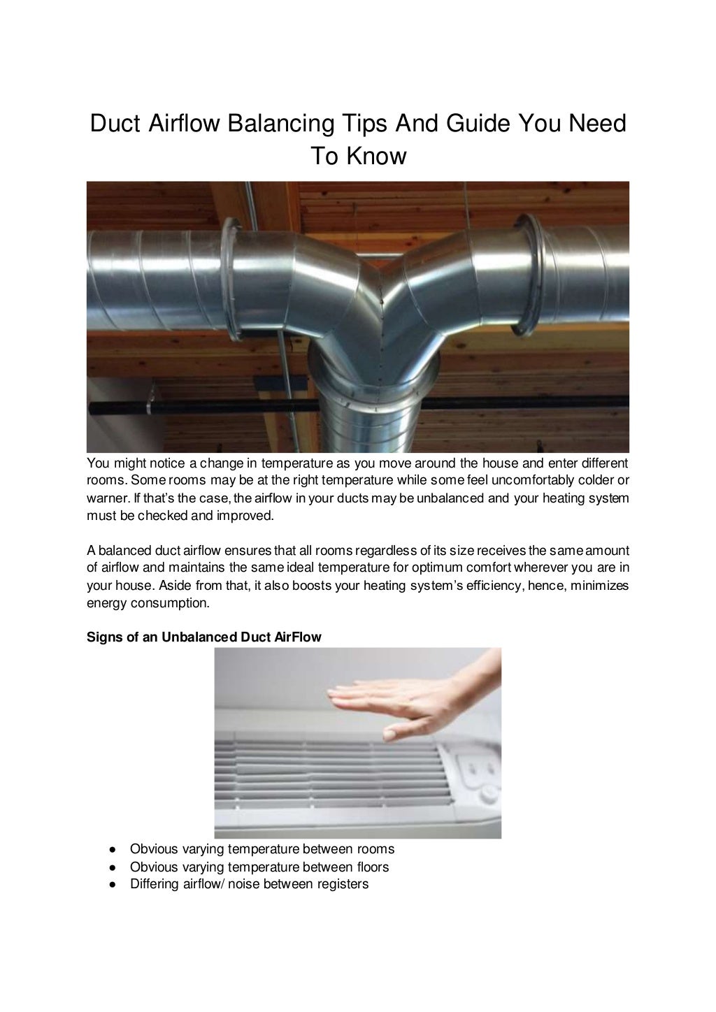 Duct Airflow Balancing Tips And Guide You Need To Know