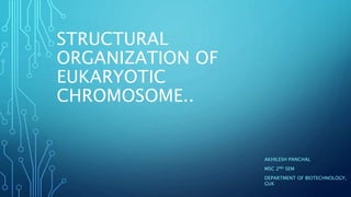 STRUCTURAL
ORGANIZATION OF
EUKARYOTIC
CHROMOSOME..
AKHILESH PANCHAL
MSC 2ND SEM
DEPARTMENT OF BIOTECHNOLOGY,
GUK
 
