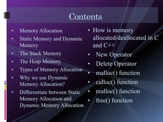 Memory Allocation & Direct Memory Allocation in C & C++ Language PPT ...