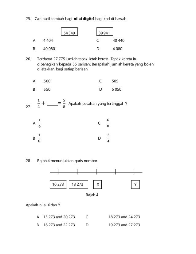Soalan matematik kssr - kertas 1