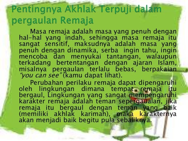 Akhlak Terpuji Dan Tercela Pada Remaja Dalam Kehidupan
