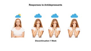 Responses to Antidepressants
NormalDepressedTreatment for 6 WeeksDiscontinuation 1 Week
 