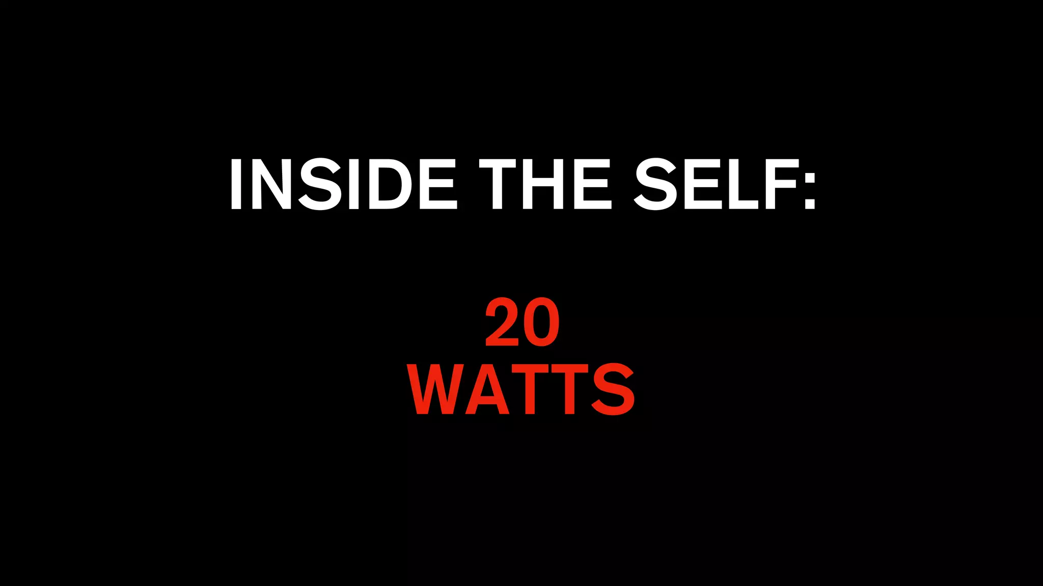 INSIDE THE SELF:
20
WATTS
 