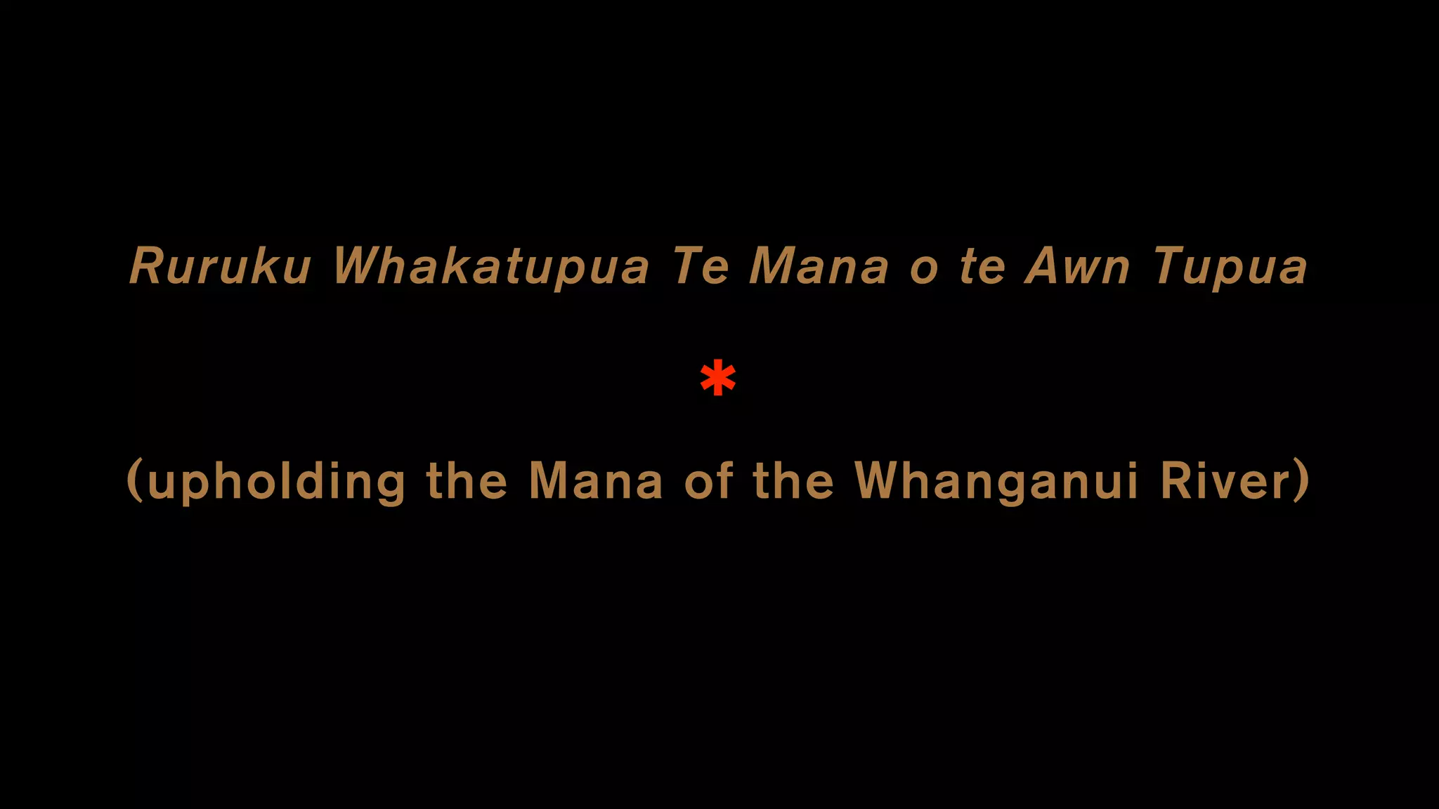 Ruruku Whakatupua Te Mana o te Awn Tupua
✱
(upholding the Mana of the Whanganui River)
 