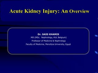 Dr. SAID KHAMIS
MD (MSc. Nephrology, KUL Belgium)
Professor of Medicine & Nephrology
Faculty of Medicine, Menofyia University, Egypt
 