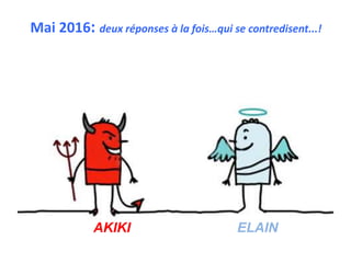 Mai 2016: deux réponses à la fois…qui se contredisent...!
ELAINAKIKI
 