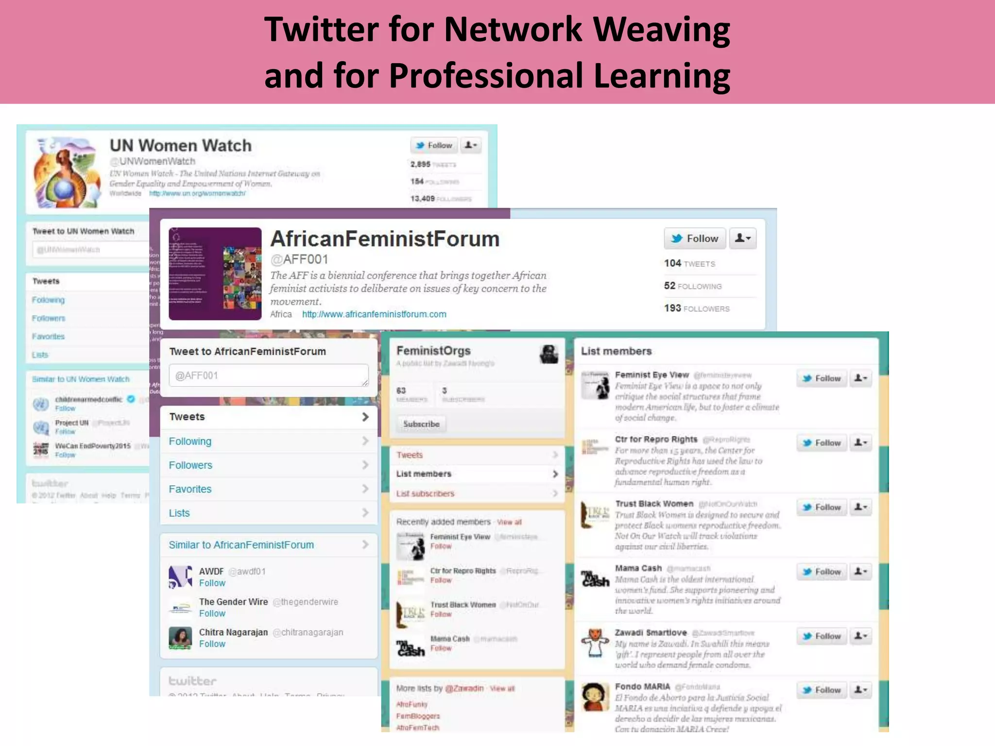 Twitter for Network Weaving
and for Professional Learning
 