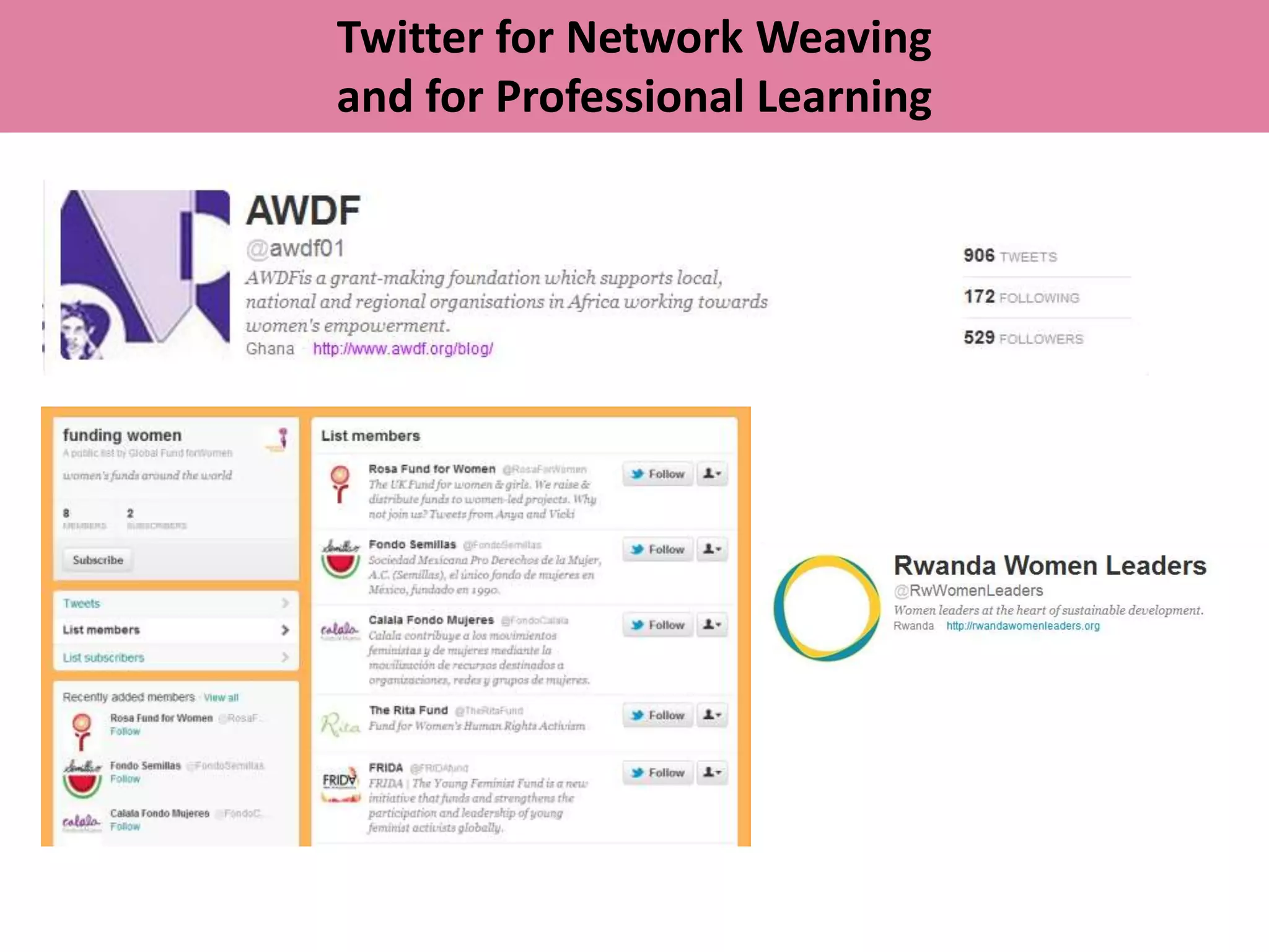 Twitter for Network Weaving
and for Professional Learning
 
