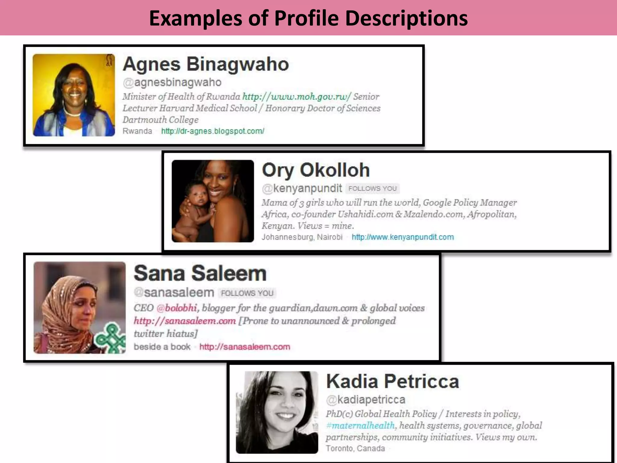 Examples of Profile Descriptions
 